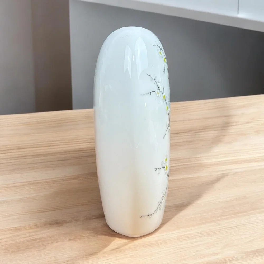Vintage Oriental Bird Oval / Narrow Jay Japan Ceramic Planter/ Vase 4 1/3